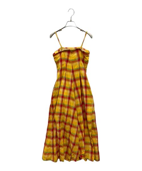 DELIY（デリー）DELIY (デリー) cotton madras check ドレス オレンジの古着・服飾アイテム