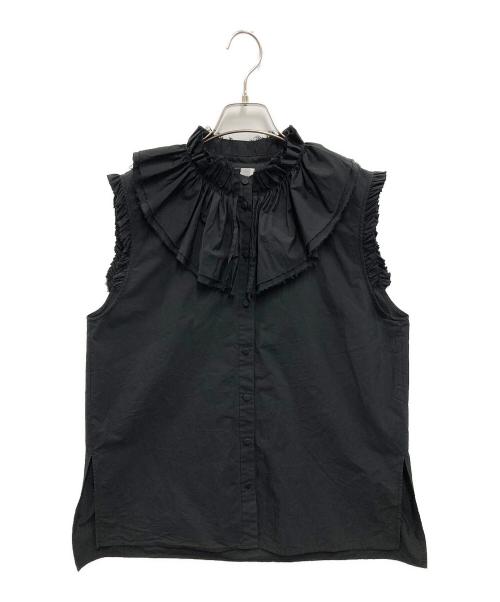 IENA LA BOUCLE（イエナ ラ ブークル）IENA LA BOUCLE (イエナ ラ ブークル) C/Pポプリンフリルカラーシャツ ブラック サイズ:FREEの古着・服飾アイテム