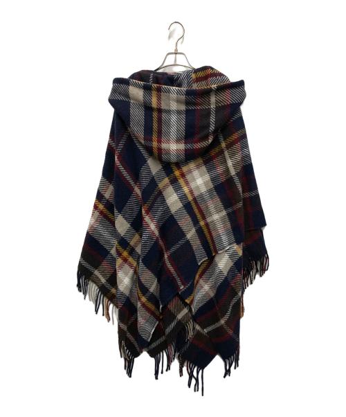 Vivienne Westwood（ヴィヴィアンウエストウッド）Vivienne Westwood (ヴィヴィアンウエストウッド) チェック ストール ポンチョ ネイビー サイズ:FREEの古着・服飾アイテム