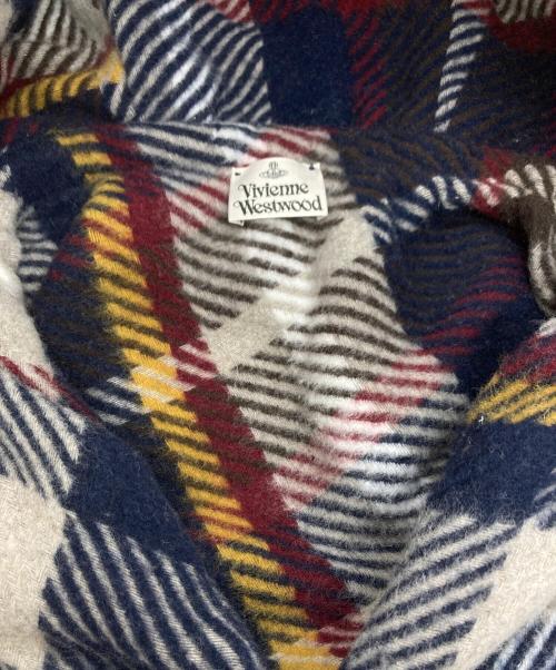 Vivienne Westwood（ヴィヴィアンウエストウッド）Vivienne Westwood (ヴィヴィアンウエストウッド) チェック ストール ポンチョ ネイビー サイズ:FREEの古着・服飾アイテム
