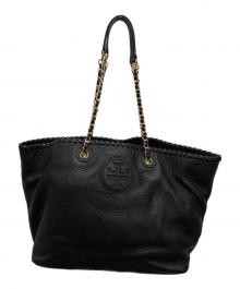 TORY BURCH（トリーバーチ）の古着「マリオンイーストウェストチェーントートバッグ」｜ブラック