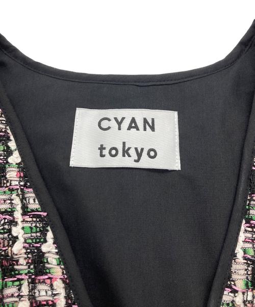 CYAN TOKYO（シアン トーキョー）CYAN TOKYO (シアン トーキョー) バックオーバートリムツイードベスト ブラック サイズ:FREEの古着・服飾アイテム
