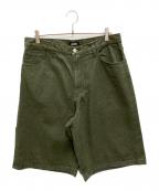 X-LARGEエクストララージ）の古着「STITCHED LOGO DENIM SHORTS」｜グリーン