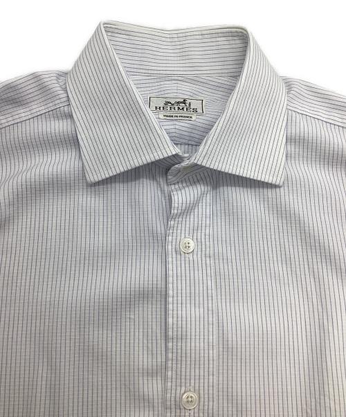 HERMES（エルメス）HERMES (エルメス) 袖セリエボタンチェックシャツ ホワイト×ブルー サイズ:SIZE 15 1/2の古着・服飾アイテム