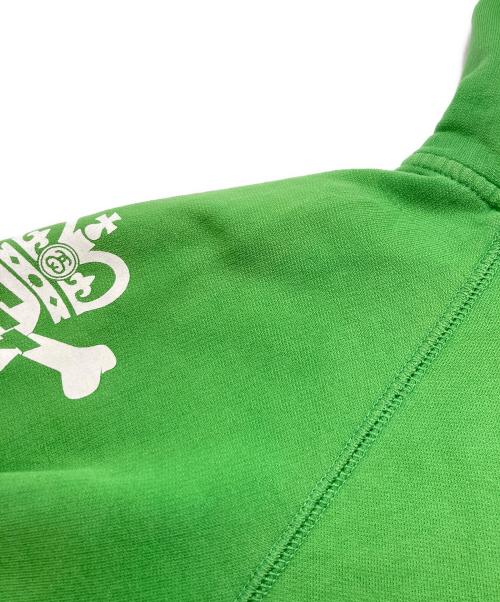 stussy（ステューシー）stussy (ステューシー) スカルクロスボーンプリントジップアップパーカー グリーン サイズ:Lの古着・服飾アイテム
