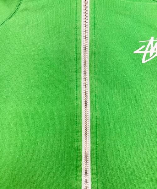 stussy（ステューシー）stussy (ステューシー) スカルクロスボーンプリントジップアップパーカー グリーン サイズ:Lの古着・服飾アイテム