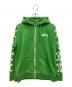 stussy（ステューシー）の古着「スカルクロスボーンプリントジップアップパーカー」｜グリーン