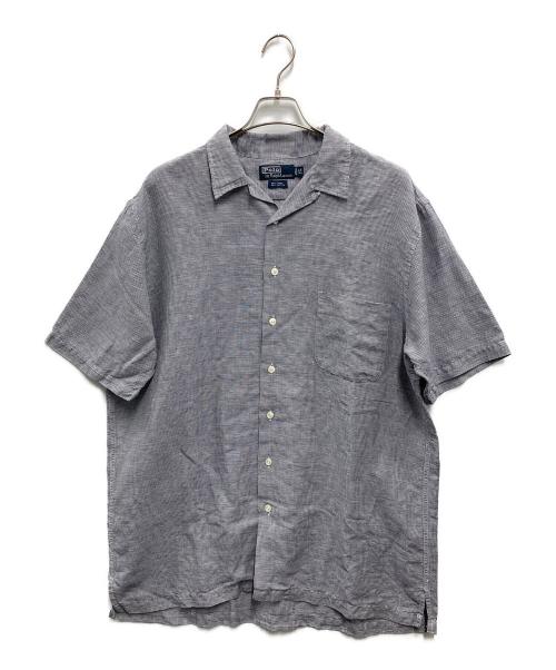 POLO RALPH LAUREN（ポロ・ラルフローレン）POLO RALPH LAUREN (ポロ・ラルフローレン) リネンコットン半袖シャツ ネイビー サイズ:LTの古着・服飾アイテム
