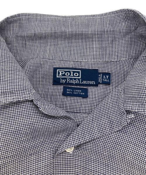 POLO RALPH LAUREN（ポロ・ラルフローレン）POLO RALPH LAUREN (ポロ・ラルフローレン) リネンコットン半袖シャツ ネイビー サイズ:LTの古着・服飾アイテム