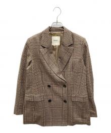 journal standard L'essage（ジャーナルスタンダード レサージュ）の古着「ガンクラブ/グレンチェックダブルジャケット」｜ブラウン