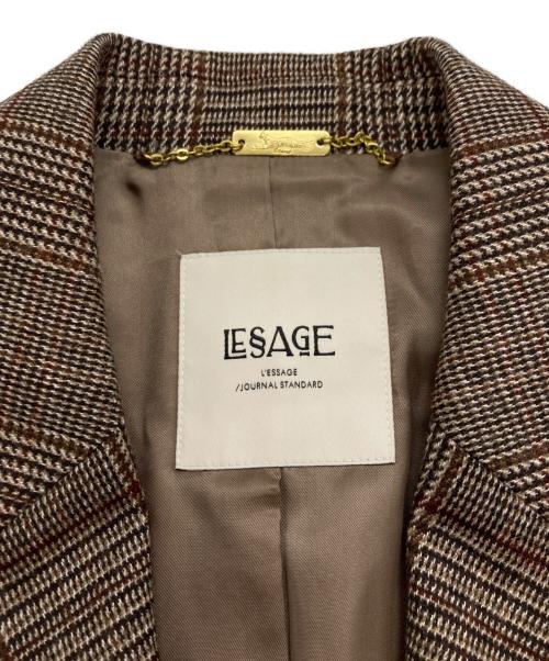 journal standard L'essage（ジャーナルスタンダード レサージュ）journal standard L'essage (ジャーナルスタンダード レサージュ) ガンクラブ/グレンチェックダブルジャケット ブラウン サイズ:FREEの古着・服飾アイテム