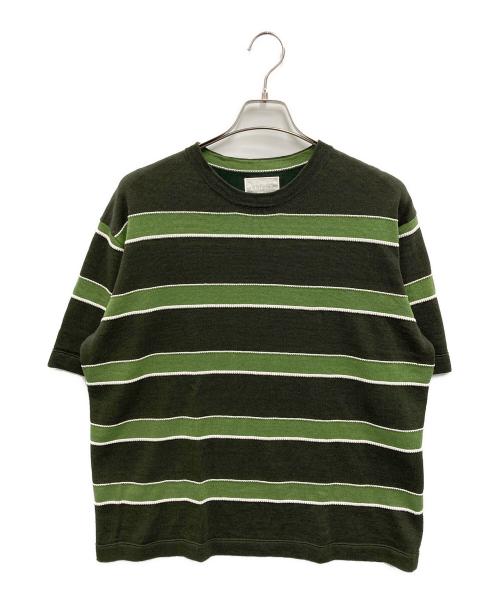 EDIFICE（エディフィス）EDIFICE (エディフィス) ボーダー ニット Tシャツ グリーン サイズ:記載無しの古着・服飾アイテム