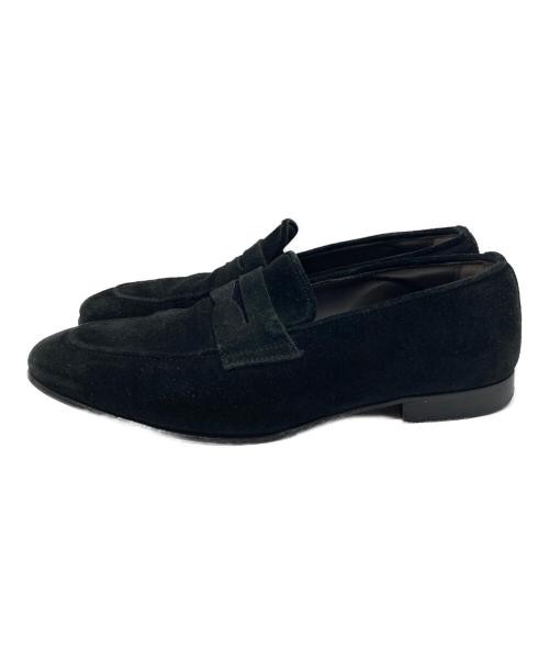 BARNEYS NEWYORK（バーニーズ・ニューヨーク）BARNEYS NEWYORK (バーニーズ・ニューヨーク) スエードコインローファー ブラック サイズ:41の古着・服飾アイテム