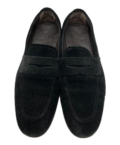 BARNEYS NEWYORK（バーニーズ・ニューヨーク）BARNEYS NEWYORK (バーニーズ・ニューヨーク) スエードコインローファー ブラック サイズ:41の古着・服飾アイテム