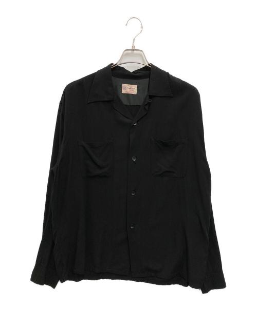 TOWN CRAFT（タウンクラフト）TOWN CRAFT (タウンクラフト) レーヨンオープンカラーシャツ ブラック サイズ:Lの古着・服飾アイテム