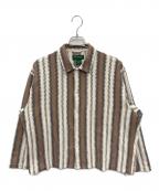 JOURNAL STANDARD relumeジャーナルスタンダード レリューム）の古着「INDIA COTTON ウェイビー”クロシェシャツ」｜アイボリー×ブラウン