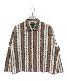 JOURNAL STANDARD relume（ジャーナルスタンダード レリューム）の古着「INDIA COTTON ウェイビー”クロシェシャツ」｜アイボリー×ブラウン