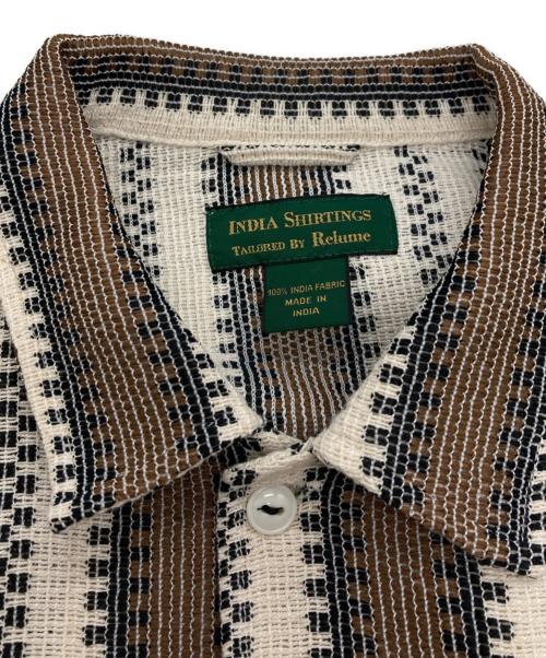 JOURNAL STANDARD relume（ジャーナルスタンダード レリューム）JOURNAL STANDARD relume (ジャーナルスタンダード レリューム) INDIA COTTON ウェイビー”クロシェシャツ アイボリー×ブラウン サイズ:Lの古着・服飾アイテム