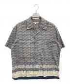 PERRY ELLISペリーエリス）の古着「【古着】半袖総柄オープンカラーシャツ」｜グレー×ネイビー