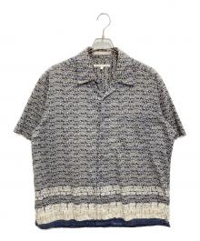 PERRY ELLIS（ペリーエリス）の古着「【古着】半袖総柄オープンカラーシャツ」｜グレー×ネイビー