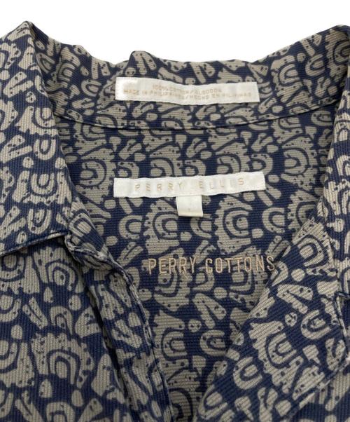 PERRY ELLIS（ペリーエリス）PERRY ELLIS (ペリーエリス) 【古着】半袖総柄オープンカラーシャツ グレー×ネイビー サイズ:Lの古着・服飾アイテム