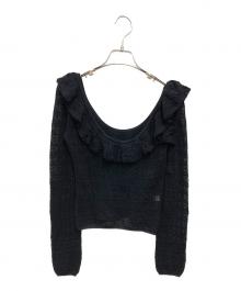 cygne（シーニュ）の古着「透かし編みフリルニット Tommy」｜ブラック
