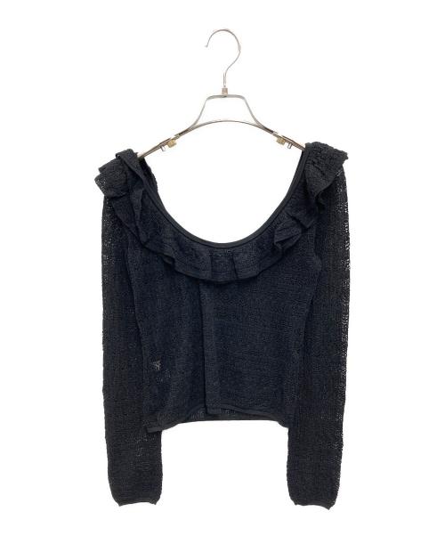 cygne（シーニュ）cygne (シーニュ) 透かし編みフリルニット Tommy ブラック サイズ:FREEの古着・服飾アイテム