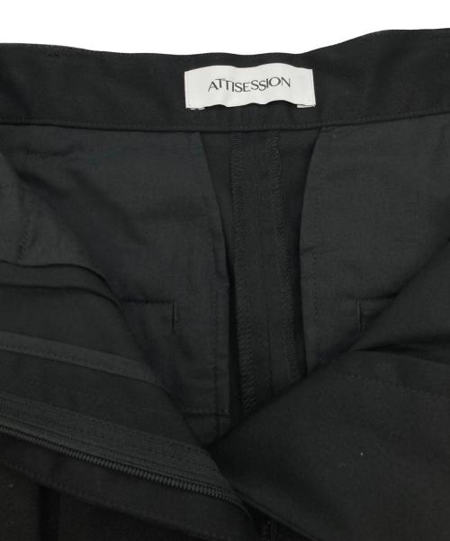 ATTISESSION（アティセッション）ATTISESSION (アティセッション) ベルト 2タック ストレート パンツ ブラック サイズ:36の古着・服飾アイテム
