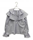 rosy monsterロージーモンスター）の古着「double frill stripe blouse」｜ブルー
