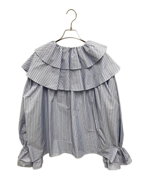 rosy monster（ロージーモンスター）rosy monster (ロージーモンスター) double frill stripe blouse ブルー サイズ:FREEの古着・服飾アイテム