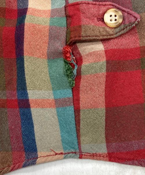 SABUROKU（サブロク）SABUROKU (サブロク) 【古着】ヴィンテージレーヨンチェックシャツ レッド サイズ:Mの古着・服飾アイテム