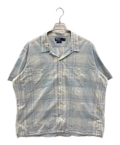 POLO RALPH LAUREN（ポロ・ラルフローレン）POLO RALPH LAUREN (ポロ・ラルフローレン) 【古着】ループカラー チェック 開襟シャツ ブルー×ホワイト サイズ:XXLの古着・服飾アイテム