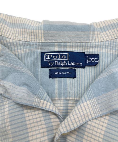 POLO RALPH LAUREN（ポロ・ラルフローレン）POLO RALPH LAUREN (ポロ・ラルフローレン) 【古着】ループカラー チェック 開襟シャツ ブルー×ホワイト サイズ:XXLの古着・服飾アイテム