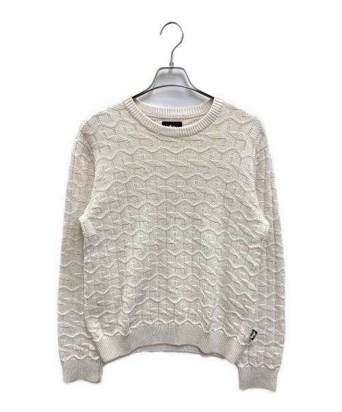 stussy（ステューシー）stussy (ステューシー) 総柄Sロゴクルーネックニット ホワイト サイズ:Sの古着・服飾アイテム