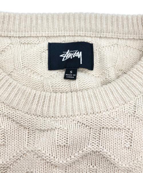 stussy（ステューシー）stussy (ステューシー) 総柄Sロゴクルーネックニット ホワイト サイズ:Sの古着・服飾アイテム