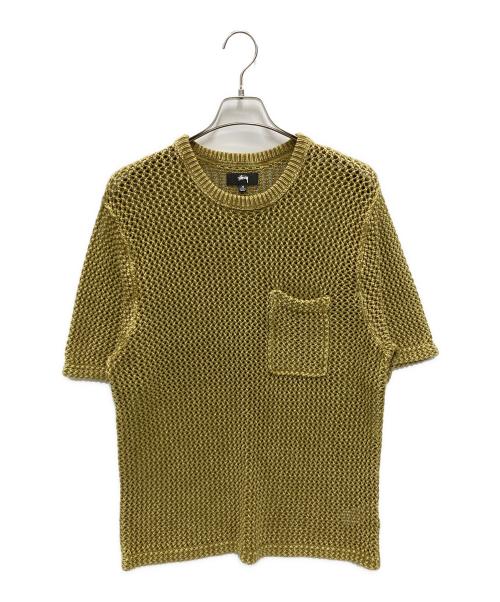 stussy（ステューシー）stussy (ステューシー) O'DYED MESH CREW イエロー サイズ:Mの古着・服飾アイテム