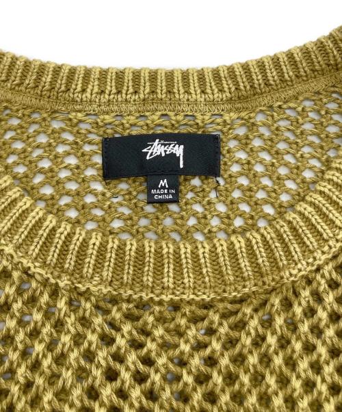 stussy（ステューシー）stussy (ステューシー) O'DYED MESH CREW イエロー サイズ:Mの古着・服飾アイテム