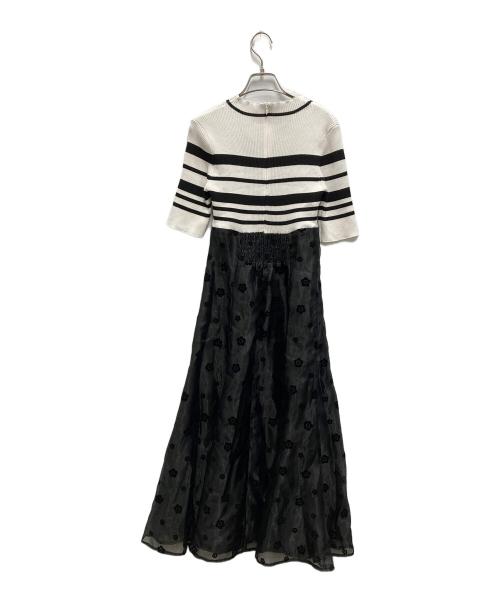 MARY QUANT（マリークヮント）MARY QUANT (マリークヮント) MERCURY DUO (マーキュリーデュオ) ドッキングニットワンピース ホワイト×ブルー サイズ:Sの古着・服飾アイテム