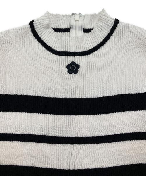 MARY QUANT（マリークヮント）MARY QUANT (マリークヮント) MERCURY DUO (マーキュリーデュオ) ドッキングニットワンピース ホワイト×ブルー サイズ:Sの古着・服飾アイテム