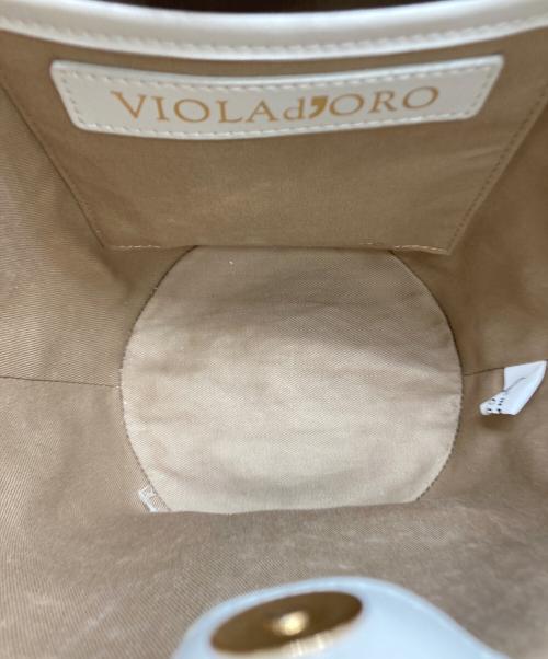 VIOLAd'ORO（ヴィオラドーロ）VIOLAd'ORO (ヴィオラドーロ) レザーポケットアパカトートバッグ ベージュの古着・服飾アイテム