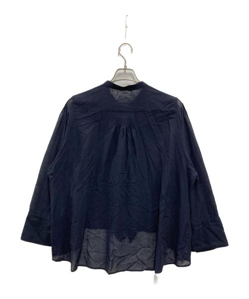 Curensology（カレンソロジー）Curensology (カレンソロジー) ウールミックスボイルフリルブラウス ネイビー サイズ:FREEの古着・服飾アイテム