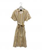 TOMORROW LAND collectionトゥモローランドコレクション）の古着「エフェクトストライプ フレアスリーブワンピース」｜ベージュ