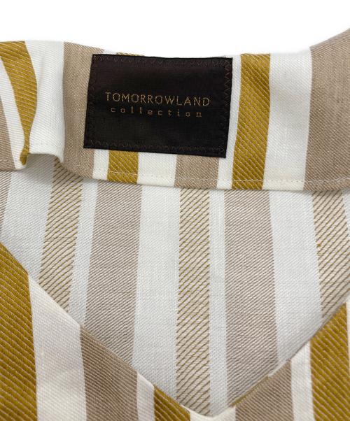 TOMORROW LAND collection（トゥモローランドコレクション）TOMORROW LAND collection (トゥモローランドコレクション) エフェクトストライプ フレアスリーブワンピース ベージュ サイズ:36の古着・服飾アイテム