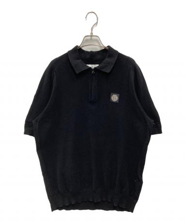 STONE  ポロシャツ 黒 ワッペン 伊製 古着　ヴィンテージ 中古・古着通販】STONE ISLAND (ストーンアイランド) KNIT POLO SHIRT