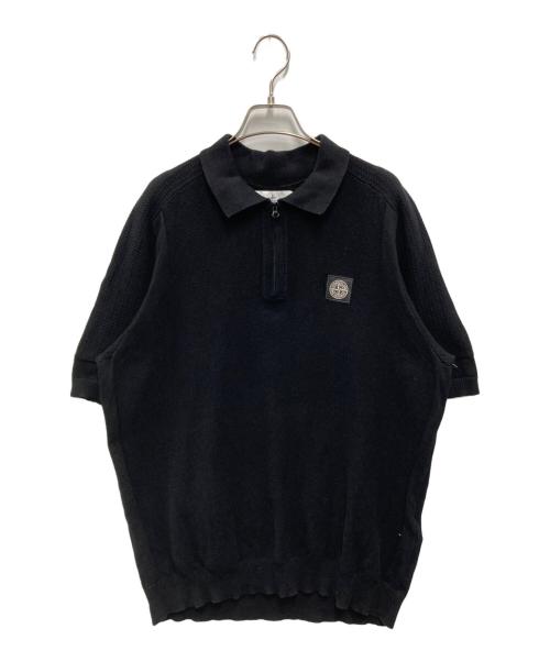 STONE ISLAND（ストーンアイランド）STONE ISLAND (ストーンアイランド) KNIT POLO SHIRT SHORT SLEEVE ブラック サイズ:XLの古着・服飾アイテム