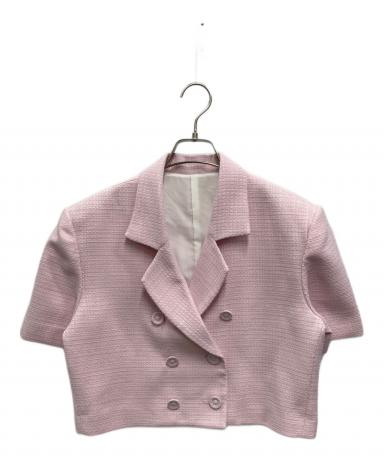 中古・古着通販】cygne (シーニュ) 半袖ツイードジャケット ピンク