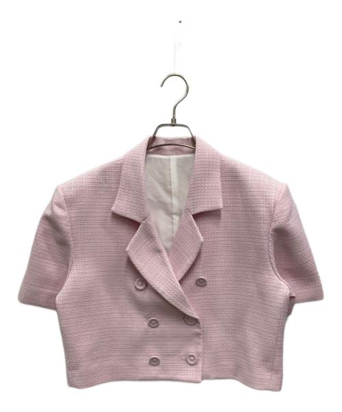 cygne（シーニュ）cygne (シーニュ) 半袖ツイードジャケット ピンク サイズ:FREE 未使用品の古着・服飾アイテム