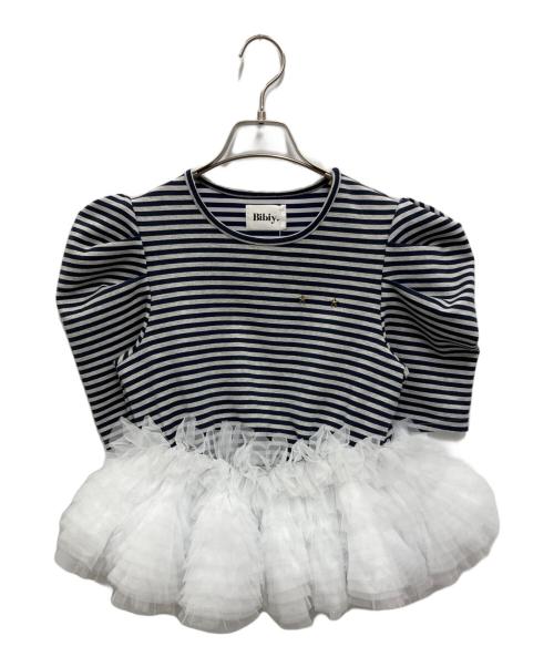 Bibiy.（ビビィ）Bibiy. (ビビィ) FRANCINE TULLE TEE グレー×ネイビー サイズ:FREE 未使用品の古着・服飾アイテム