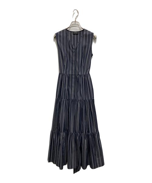 BLENHEIM（ブレンヘイム）BLENHEIM (ブレンヘイム) ノースリーブストライプティアードワンピース ネイビー サイズ:Sの古着・服飾アイテム