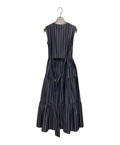 BLENHEIM（ブレンヘイム）BLENHEIM (ブレンヘイム) ノースリーブストライプティアードワンピース ネイビー サイズ:Sの古着・服飾アイテム